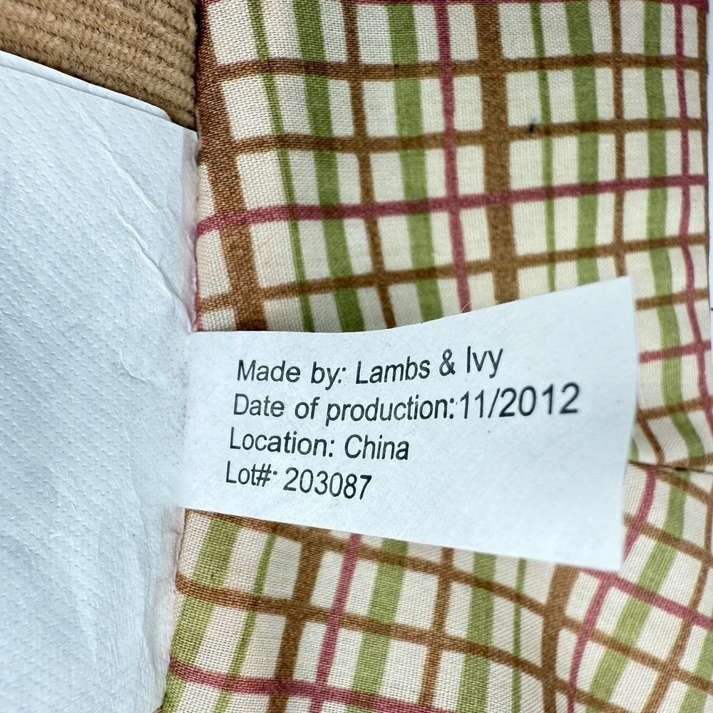 Lambs And Ivy Owl‎ Woodland Tales Nursery Diaper Stacker Green/Brown Check